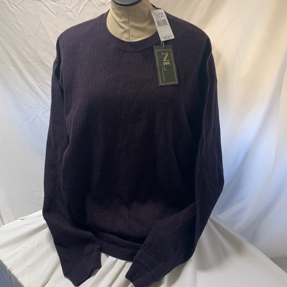 Men’s eggplant crew neck long sleeve shirt